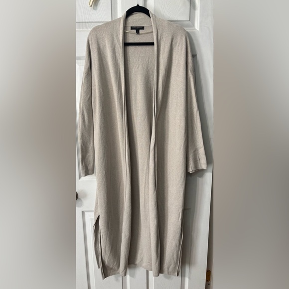 Banana Republic Open Front Long Cardigan Sz Large Beige Lagenlook Duster Sweater - Picture 1 of 8